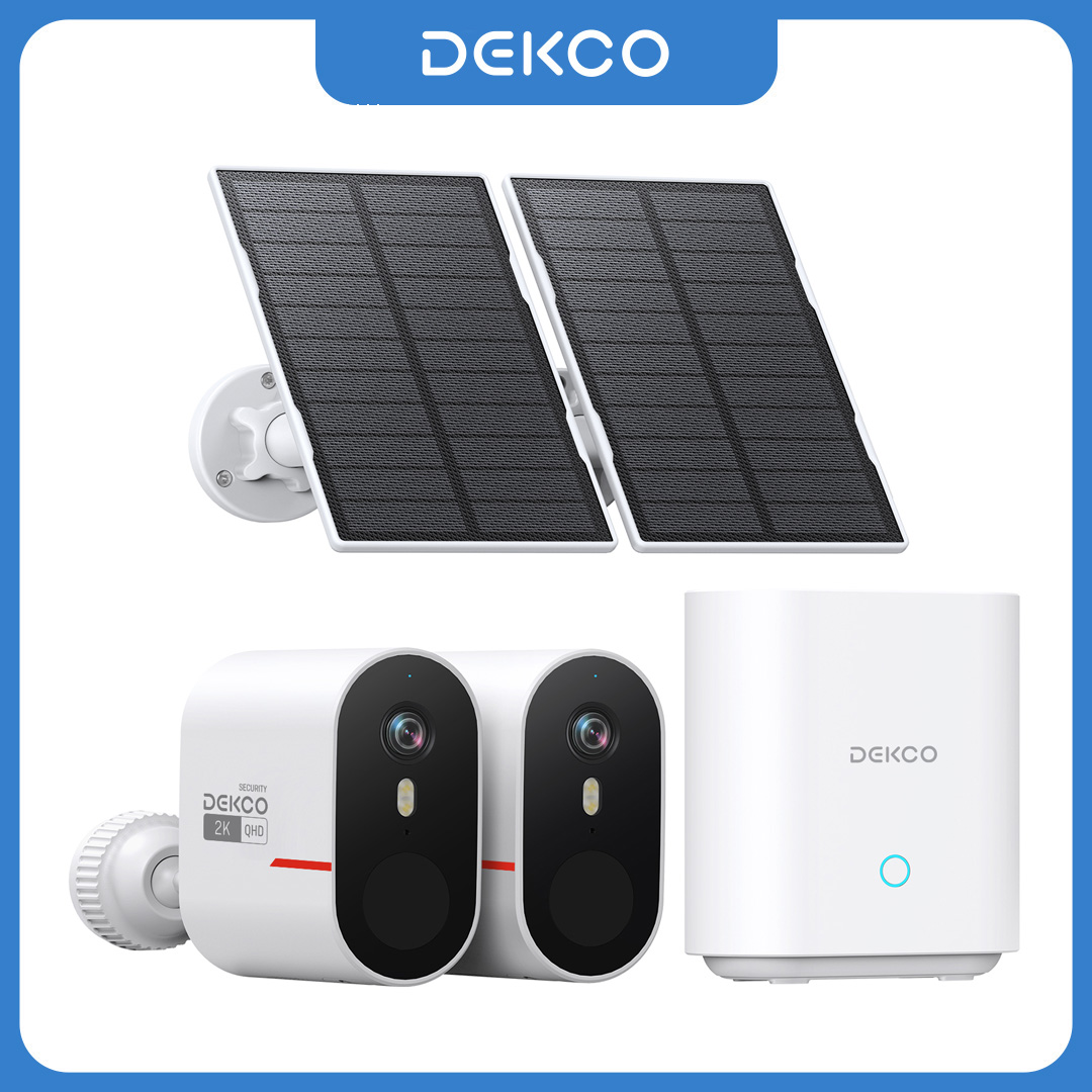 Home Cinema Kit - Dekco 3MP WiFiソーラーカメラシステム 2台セット 屋外ワイヤレスホームセキュリティカメラセット カラーナイトビジョン