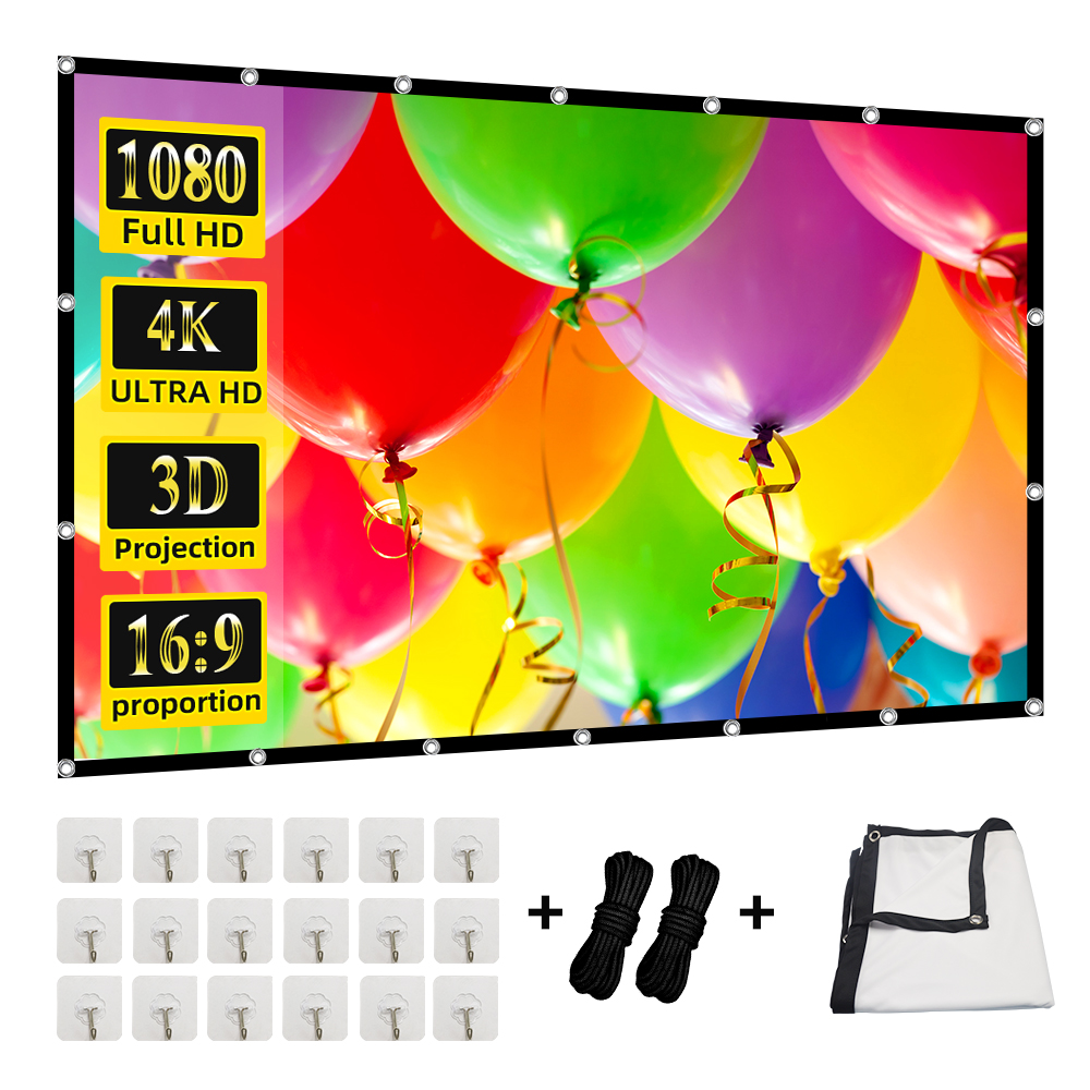 Home Cinema Blanc - MIXITO 投影カーテン 16:9 比高密度 60-200 インチ折りたたみ式しわ防止ポータブルムービープロジェクタースクリーン