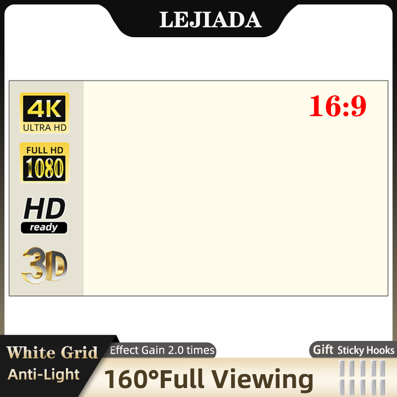 Home Cinema Blanc - Lejiada-プロジェクタースクリーン、ホワイトグリッド、アンチライト、160 ° 視野角、反射投影スクリーン、屋内および屋外の映画、60-130インチ