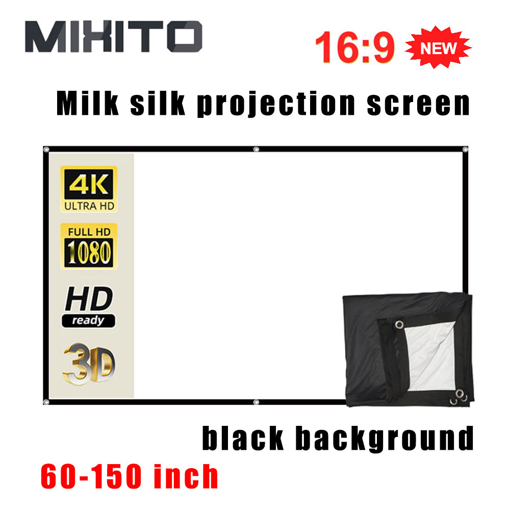 Home Cinema Blanc - Mixito-黒のシルクプロジェクタースクリーン,高解像度,厚く,16:9の比率,屋外,オフィス,家庭用