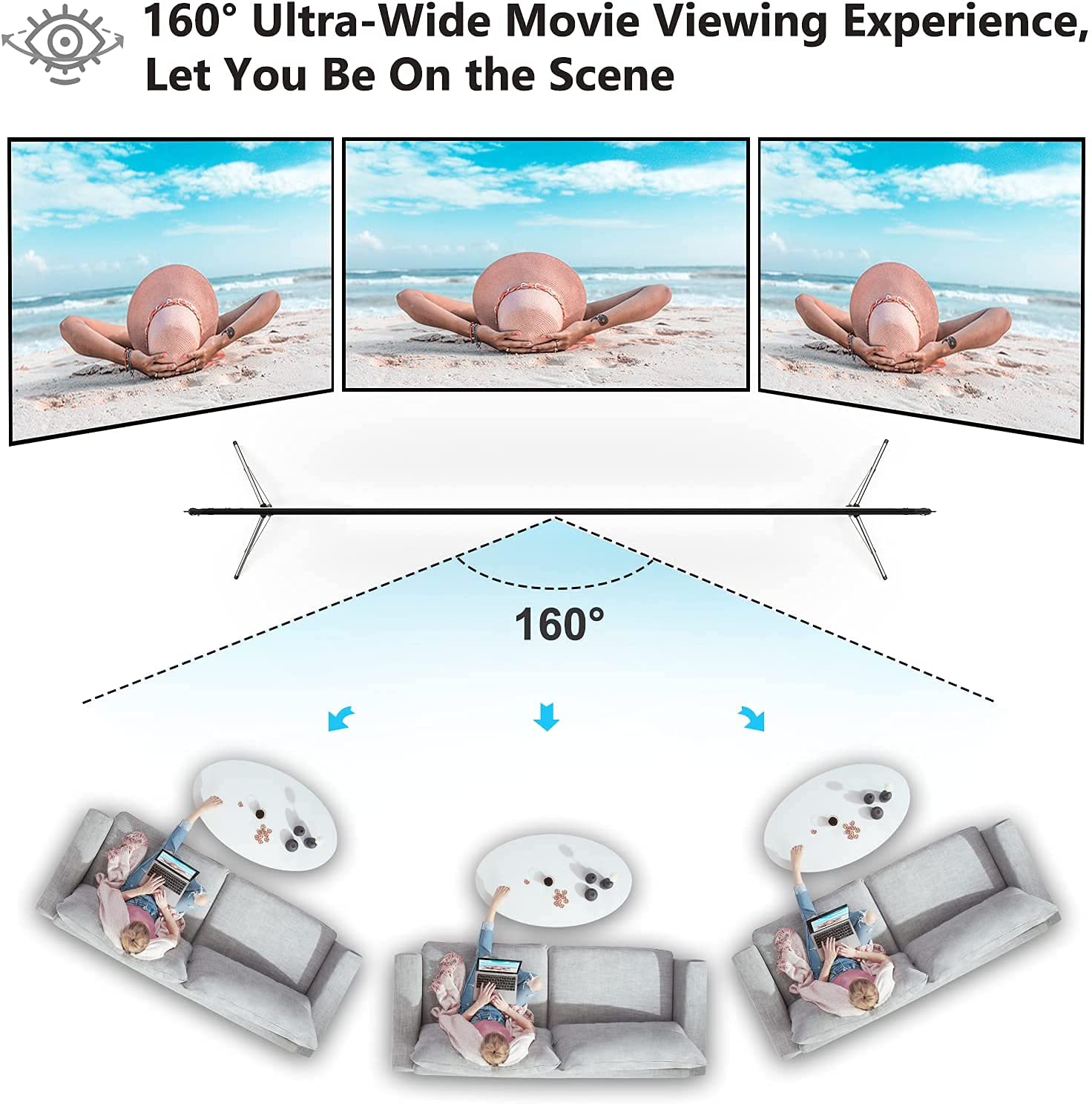 120インチ ポータブルプロジェクタースクリーン + フレー - Home Cinema Blanc のレビューと価格