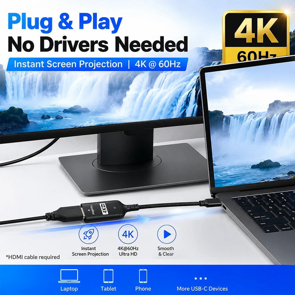 USB C - HDMIアダプター 4K@60Hz プラグア - Home Cinema Usb のレビューと価格