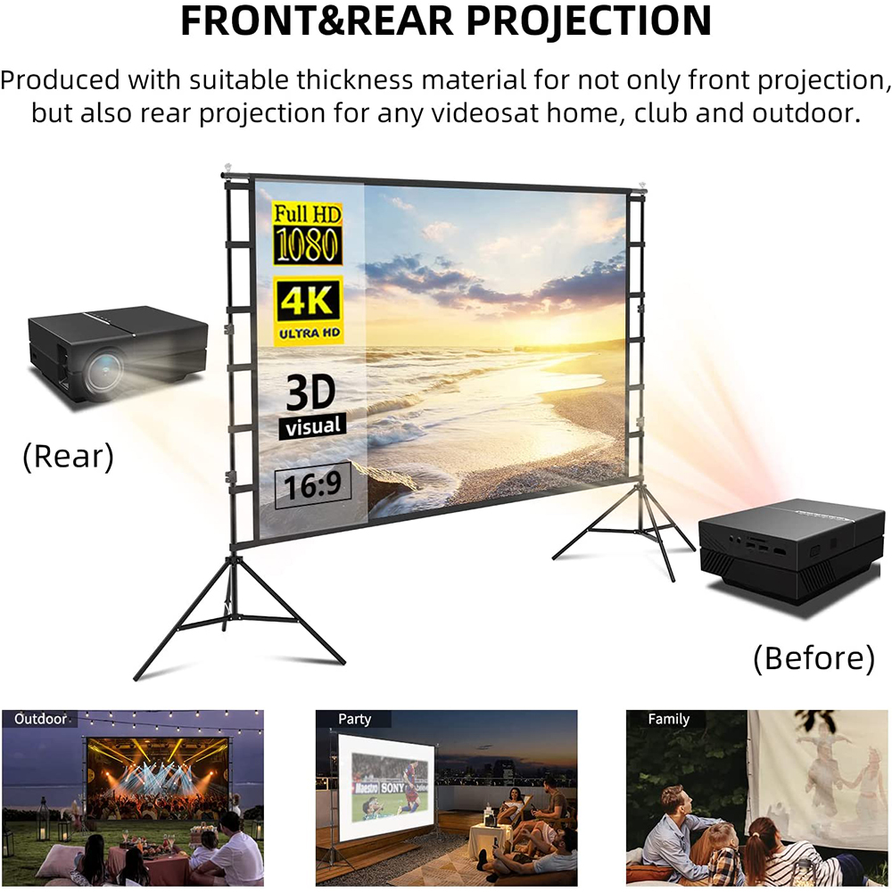VEIDADZ プロジェクター スクリーン スタンド付き ホ - Home Cinema Blanc のレビューと価格