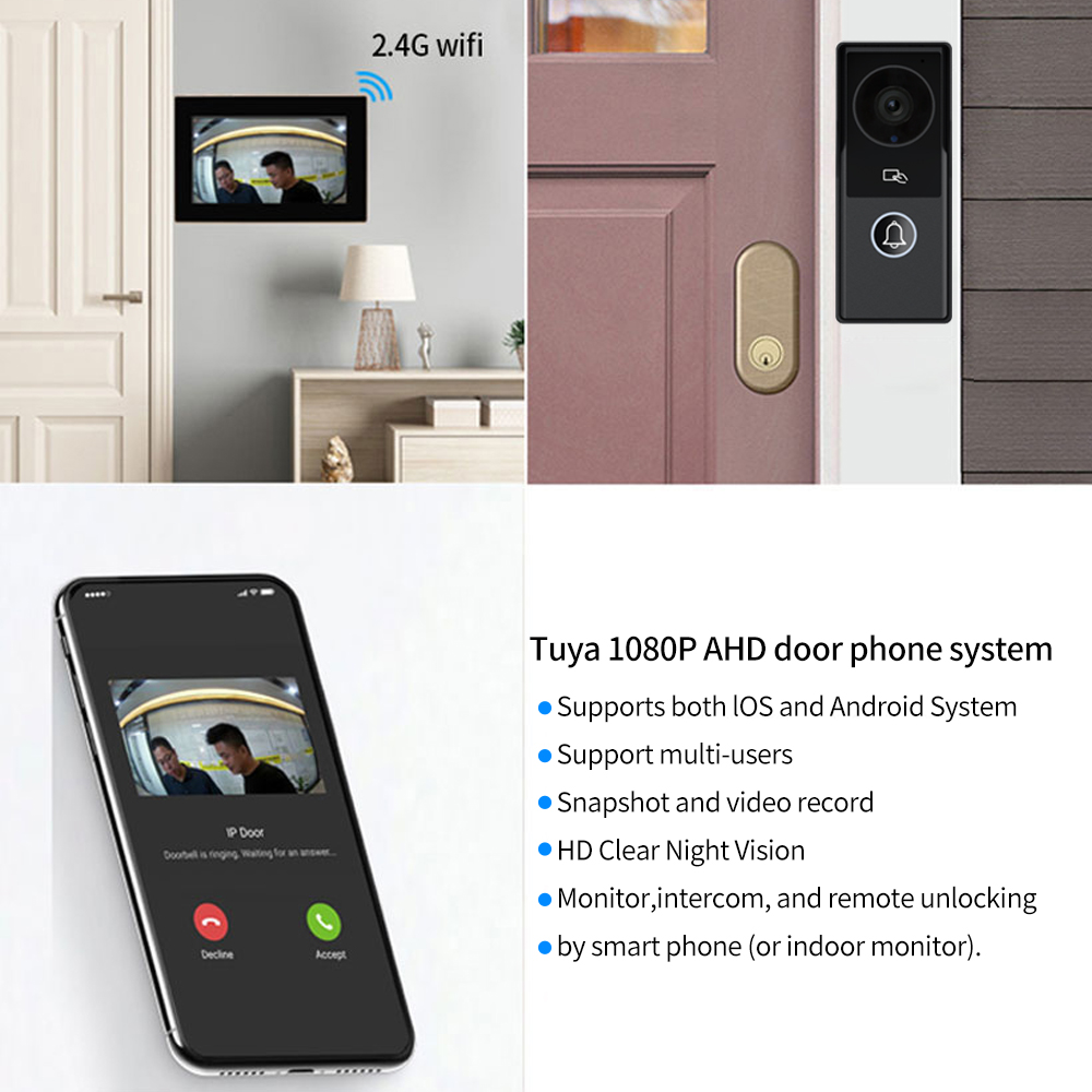 アパート用ビデオインターホンドアベル,2モニターキット,wi - Home Cinema Kit のレビューと価格