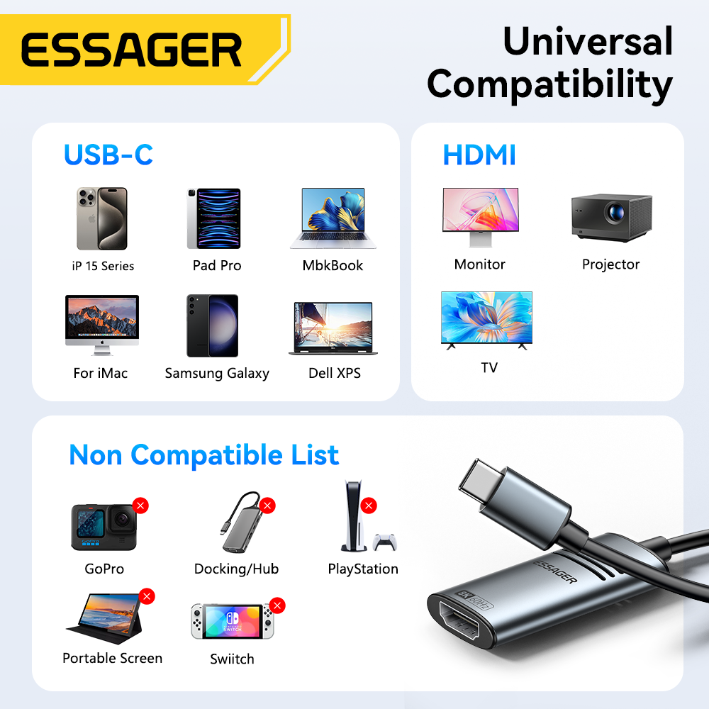 Essager HDMI - USB タイプ C アダプター - Home Cinema Usb のレビューと価格