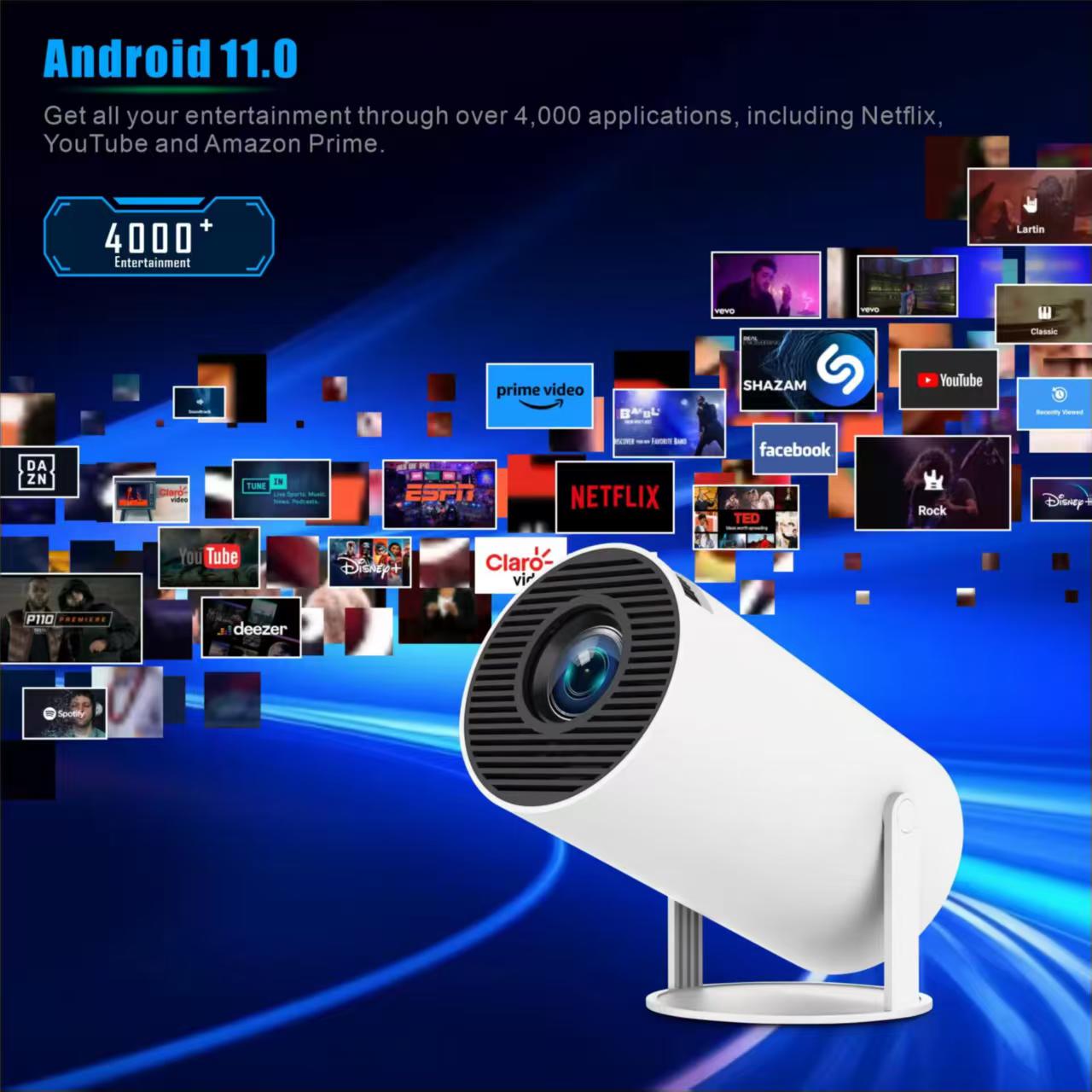 ミニHY300ポータブルプロジェクター Android 11 - Video Home Cinema のレビューと価格