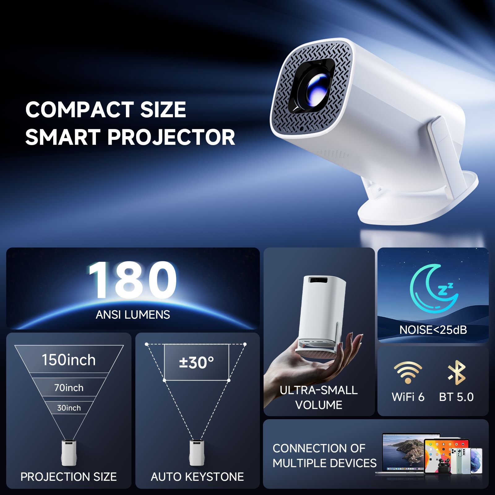 P30 PROスマートミニプロジェクター Android 1 - Video Home Cinema のレビューと価格